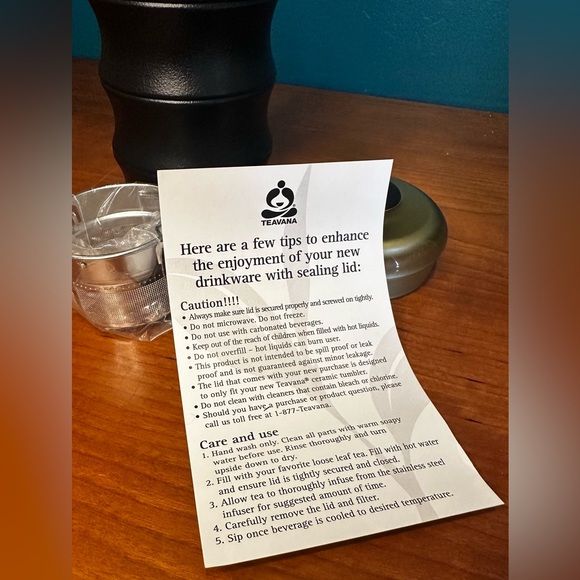 NEW - Ceramic Teavana / Tevana Bamboo Tea Infusing Travel Drink Mug / Tumbler - Picture 5 of 6